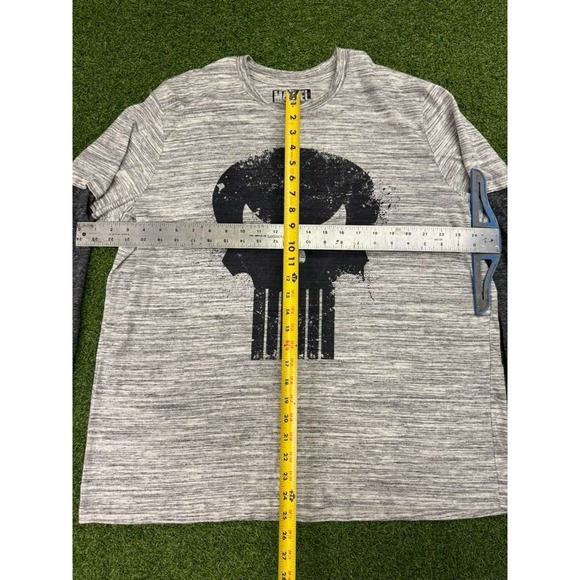 Marvel Punisher Bioworld Shirt Mens XL Heather Gray Cotton Skull Graphic Outdoor - Picture 5 of 6